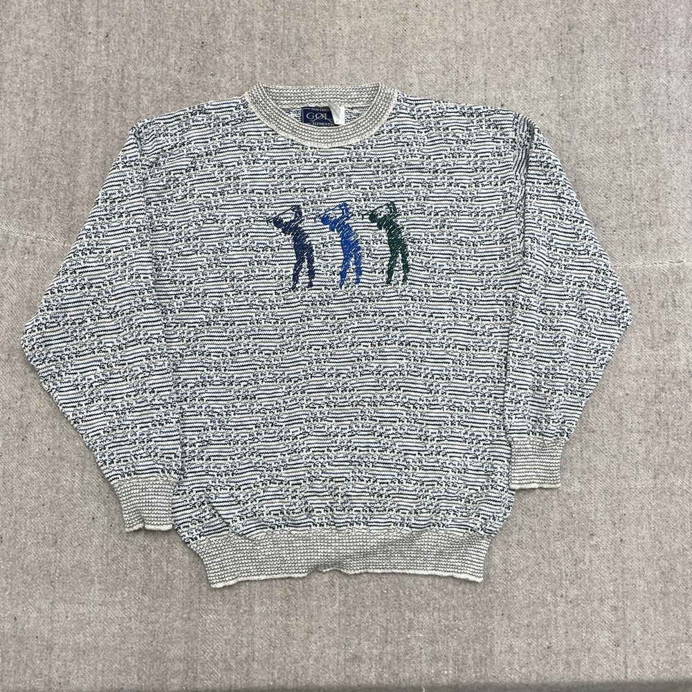 vintage Golf sweater mens large Blue 1990s golfers USA